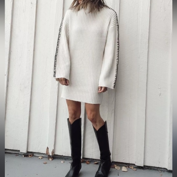 Steve Madden Dresses & Skirts - NWT Steve Madden Women’s Mock Neck Rib Dress In White Cap